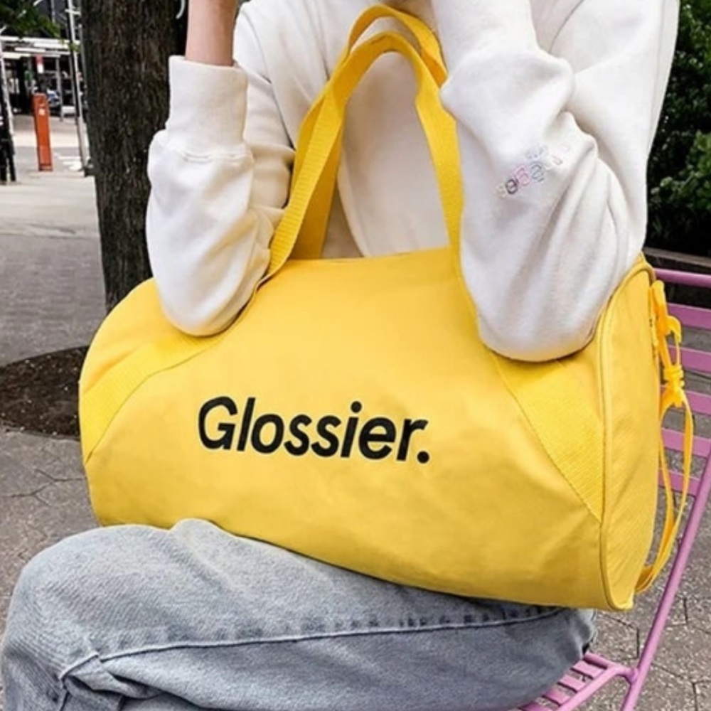 EUC Glossier Vibrant Yellow Travel Duffel Bag